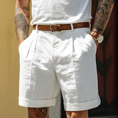 🩳 Summer Cuffed Shorts – Classic Pleated Style Breathable Cotton 40% OFF TODAY