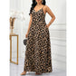 🌿Leopard Print Maxi Dress – V-Neck, Spaghetti Straps & Pockets. 46% OFF + Free Shipping!  Your Summer Travel Essential