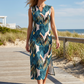 🌺 V-Neck Maxi Dress with Side Slit – Tropical & Abstract Prints, S-5XL. 46% OFF + Free Shipping!