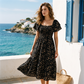 🌈2026 Summer Hot Sale 50% OFF!✨Square Neck Floral Midi Dress – Smocked Bodice, Flowy Tiered Skirt, Romantic🌸