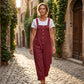 Solid Color Straight-Leg Romper with Pockets