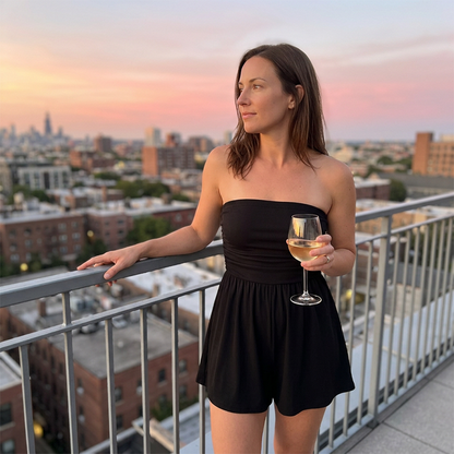 🌊 Ruched Strapless Tube Romper Flattering A-Line Silhouette Soft Wrinkle-Free Breathable Fabric 💫 Summer Elegance Save 47% Now!