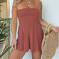 🌊 Ruched Strapless Tube Romper Flattering A-Line Silhouette Soft Wrinkle-Free Breathable Fabric 💫 Summer Elegance Save 47% Now!