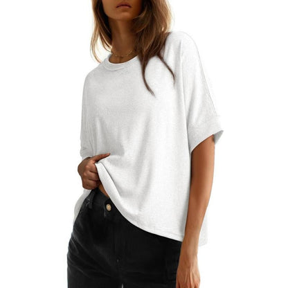 🌸 Timeless Crew-Neck Tee Ultra-Soft Breathable Blend Relaxed Oversized Silhouette 💫 Breezy Short Sleeves Daily Essential Save 49% Now!