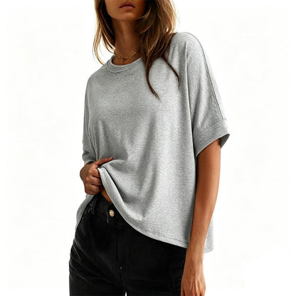 🌸 Timeless Crew-Neck Tee Ultra-Soft Breathable Blend Relaxed Oversized Silhouette 💫 Breezy Short Sleeves Daily Essential Save 49% Now!