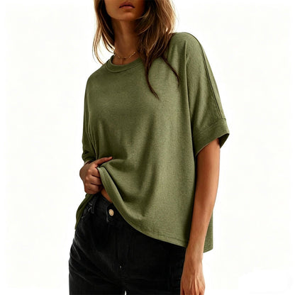 🌸 Timeless Crew-Neck Tee Ultra-Soft Breathable Blend Relaxed Oversized Silhouette 💫 Breezy Short Sleeves Daily Essential Save 49% Now!