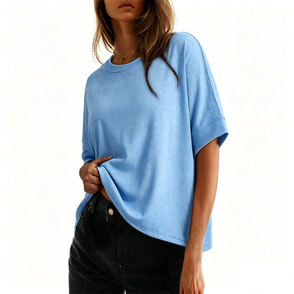 🌸 Timeless Crew-Neck Tee Ultra-Soft Breathable Blend Relaxed Oversized Silhouette 💫 Breezy Short Sleeves Daily Essential Save 49% Now!