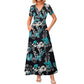 👗2026 Summer Hot Sale 49% OFF🌈 Women's V neck Ankle Length Floral Print Beach Long Flowy  Maxi Dress with Pockets🎀