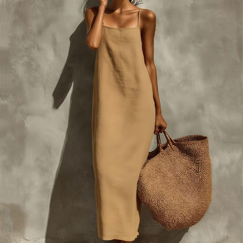 🏖️Summer Hot Sale - Up to 70% OFF💐Women's Casual Solid Color Slip Dress🌷