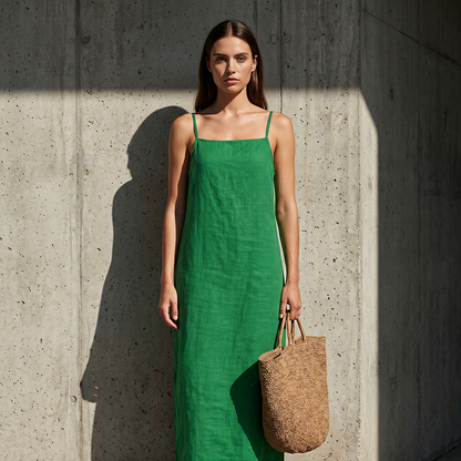 🏖️Summer Hot Sale - Up to 70% OFF💐Women's Casual Solid Color Slip Dress🌷