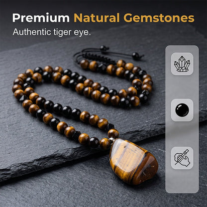💎 2026 Sale — Over 29,000 Sold!🔥 Men's Tiger's Eye Beaded Necklace – Natural Gemstone 🧿