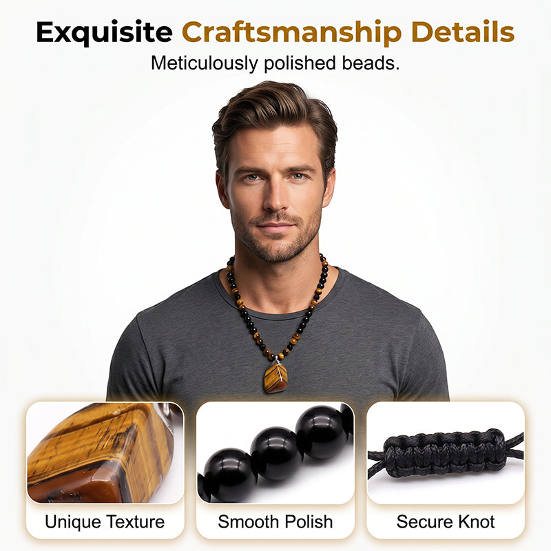 💎 2026 Sale — Over 29,000 Sold!🔥 Men's Tiger's Eye Beaded Necklace – Natural Gemstone 🧿