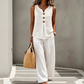 💸 Save More Today - Extra Discount⚡Women’s Sleeveless Button-Up Top & Loose Pants Two-Piece Set