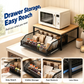 📢📢40% OFF !! ⏰2-Tier Kitchen Microwave Stand with Slide-Out Storage Drawer