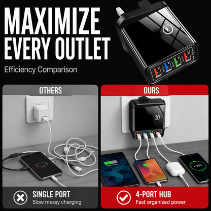 ⏳LAST DAY SALE 50% OFF !!📢4-Port USB Charger Adapter