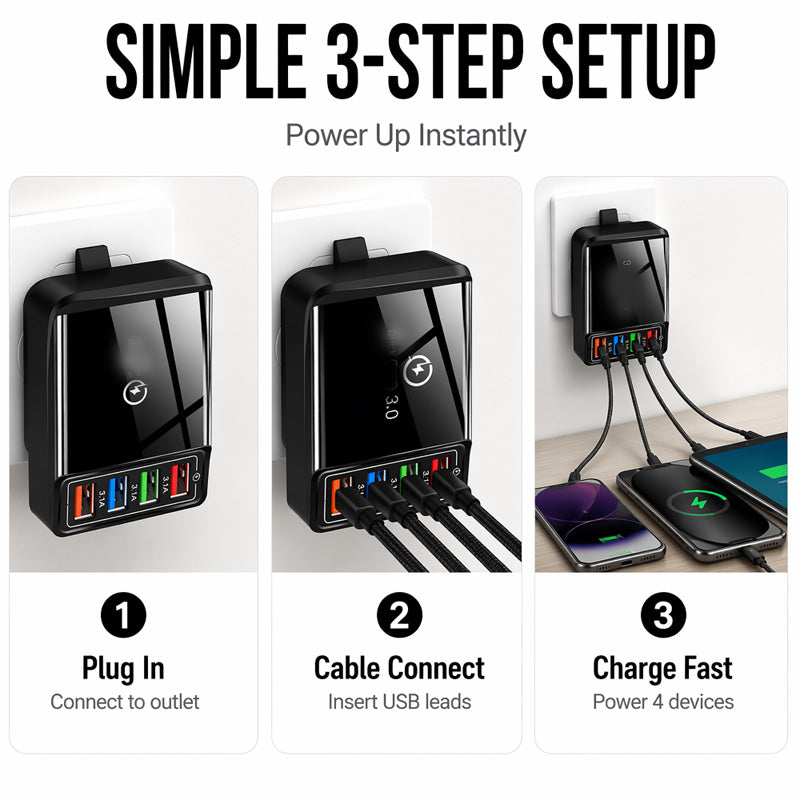 ⏳LAST DAY SALE 50% OFF !!📢4-Port USB Charger Adapter