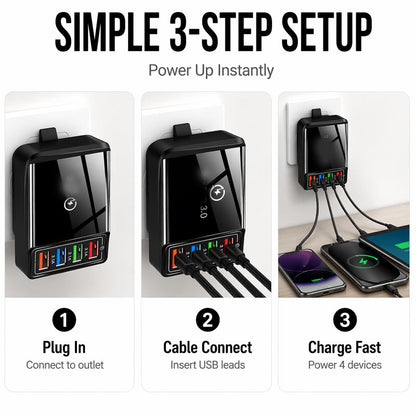 ⏳LAST DAY SALE 50% OFF !!📢4-Port USB Charger Adapter