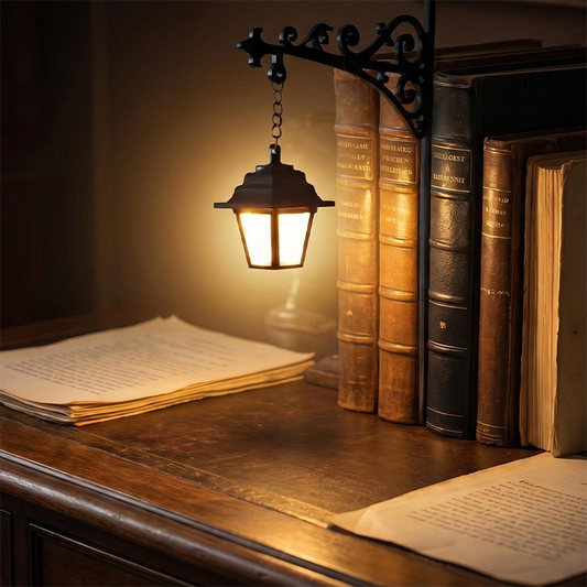 🏆 Last Day Special Price £9.99 !💝Decorative Bookends with Miniature Streetlight Bookshelf Lamp for Cosy Reading Spaces