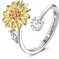 Adjustable Spinner Sunflower Alphabet Ring