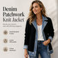 🌸LAST DAY SPECIAL PRICE!!🌸Women’s Elegant Denim Spliced Ribbed Knit Coat