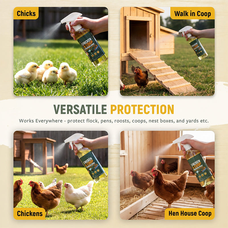 🔥 Buy 2 Get 1 FREE (Save 50%) – 🐔Botanical Poultry Coop Cleaner Spray | 🌿Lemongrass & Peppermint, Repels Flies & Mites, Safe for Birds & Housing