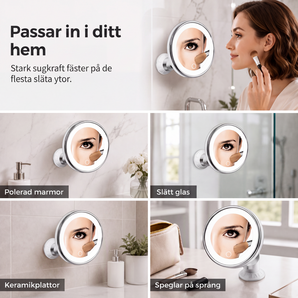 ⏳🔥LIMITED-TIME 50% OFF! ⏰💄10x Magnifying Makeup Mirror with LED Light and Suction Cup – Perfect for Flawless Makeup and Skincare 🔍✨