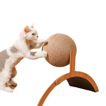 🐱50% OFF NOW! Sisal Cat Scratcher Ball with Cardboard Pad, 2‑in‑1 Cat Scratching Toy, Durable Wooden Frame Cat Scratcher for Indoor Cats, Protect Home Furniture from Cat Claw Damage