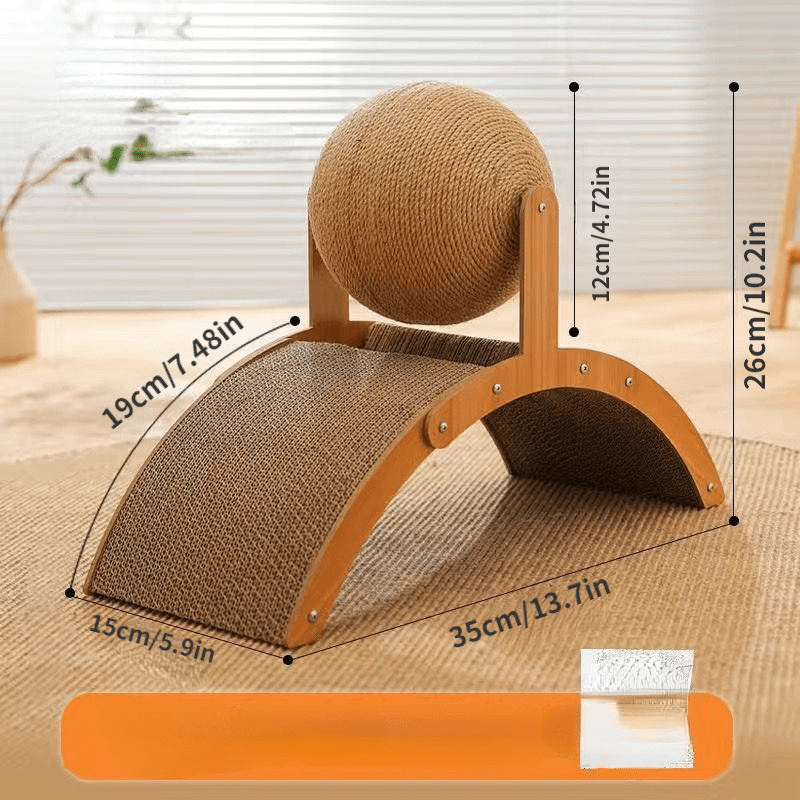 🐱50% OFF NOW! Sisal Cat Scratcher Ball with Cardboard Pad, 2‑in‑1 Cat Scratching Toy, Durable Wooden Frame Cat Scratcher for Indoor Cats, Protect Home Furniture from Cat Claw Damage