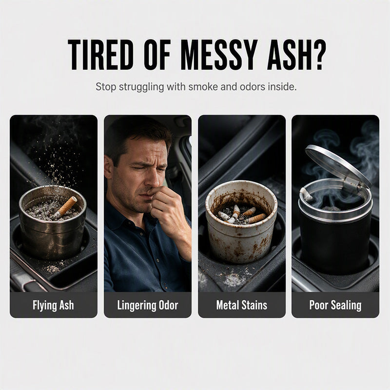 🌀 Rotating Lid Car Ashtray  🖤 Stylish Car Interior Ashtray