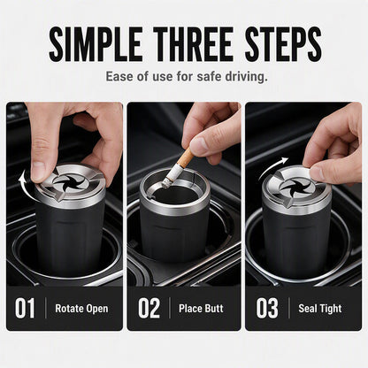 🌀 Rotating Lid Car Ashtray  🖤 Stylish Car Interior Ashtray