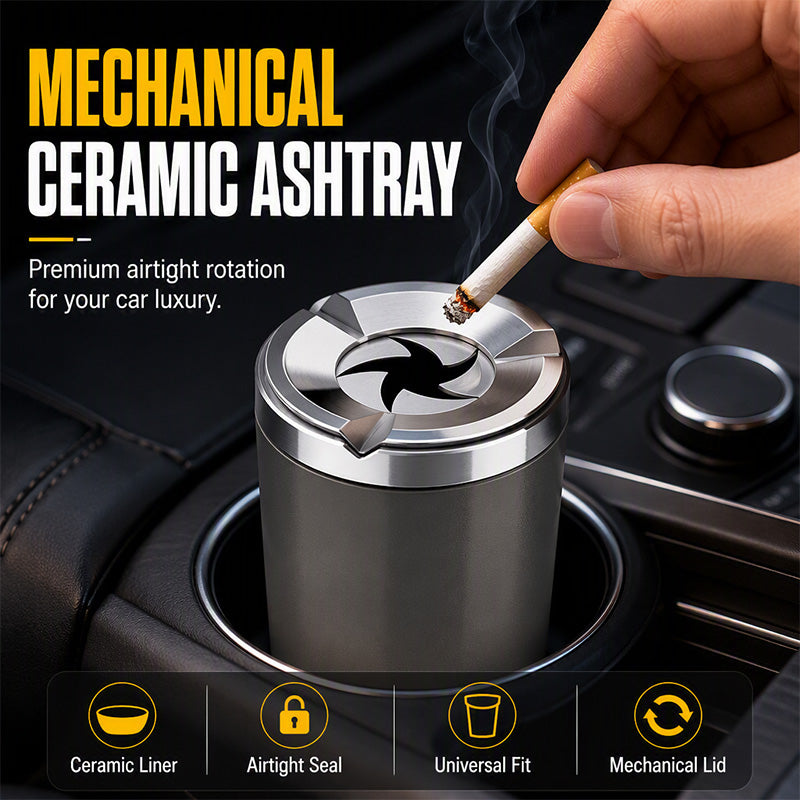 🌀 Rotating Lid Car Ashtray  🖤 Stylish Car Interior Ashtray
