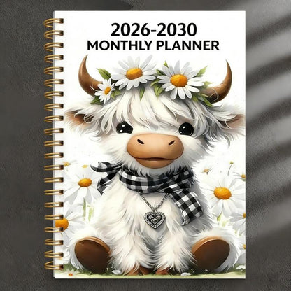 ⏰📅 LIMITED STOCK! 🐮 Highland Cow 5-Year Monthly Planner – Long-Term Organisation & Goal Planning in One Place ✨