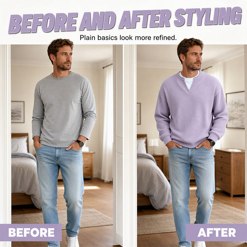 ⌛Limited-Time Offer-Layered Comfort Waffle Tee – Cozy Comfort & Effortless Autumn Style