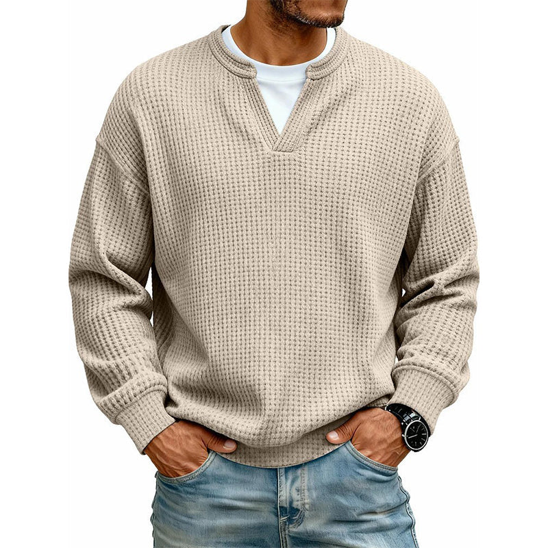 ⌛Limited-Time Offer-Layered Comfort Waffle Tee – Cozy Comfort & Effortless Autumn Style