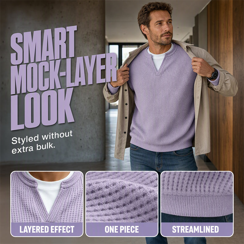 ⌛Limited-Time Offer-Layered Comfort Waffle Tee – Cozy Comfort & Effortless Autumn Style