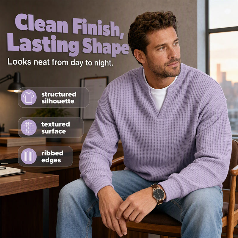 ⌛Limited-Time Offer-Layered Comfort Waffle Tee – Cozy Comfort & Effortless Autumn Style