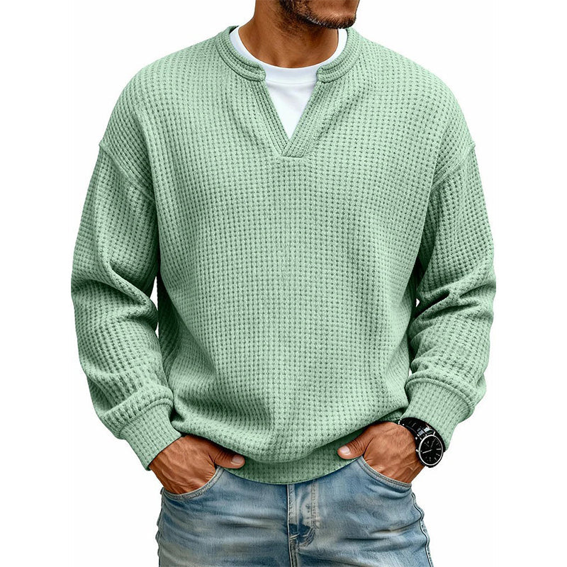 ⌛Limited-Time Offer-Layered Comfort Waffle Tee – Cozy Comfort & Effortless Autumn Style