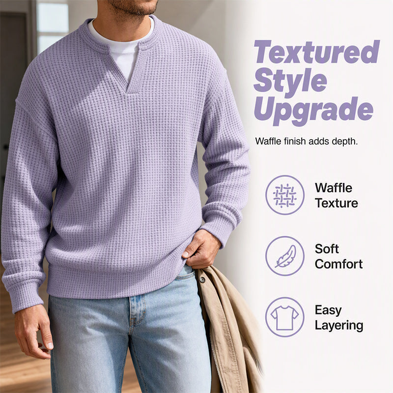 ⌛Limited-Time Offer-Layered Comfort Waffle Tee – Cozy Comfort & Effortless Autumn Style