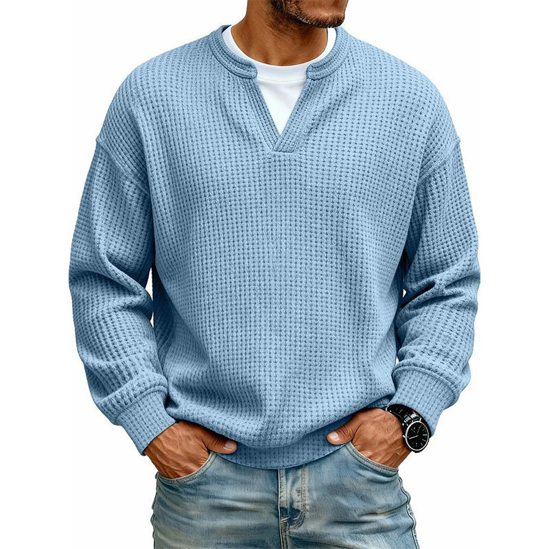 ⌛Limited-Time Offer-Layered Comfort Waffle Tee – Cozy Comfort & Effortless Autumn Style
