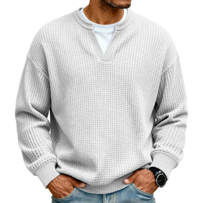 ⌛Limited-Time Offer-Layered Comfort Waffle Tee – Cozy Comfort & Effortless Autumn Style