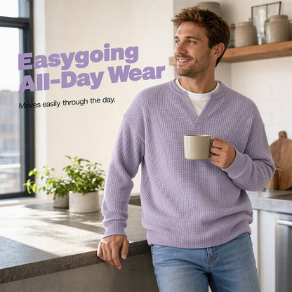 ⌛Limited-Time Offer-Layered Comfort Waffle Tee – Cozy Comfort & Effortless Autumn Style