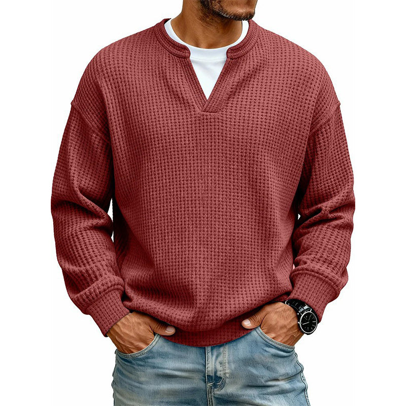 ⌛Limited-Time Offer-Layered Comfort Waffle Tee – Cozy Comfort & Effortless Autumn Style