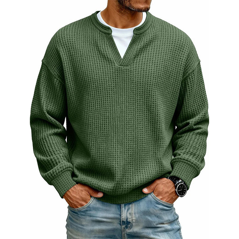 ⌛Limited-Time Offer-Layered Comfort Waffle Tee – Cozy Comfort & Effortless Autumn Style
