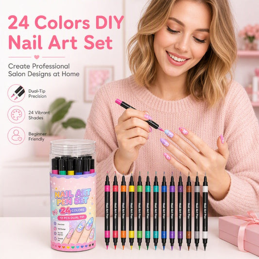 💕LAST DAY-50% OFF🌈24-Color Dual-Ended Nail Art Pens – Precision Drawing & Detailing Tools