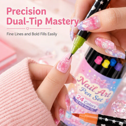 💕LAST DAY-50% OFF🌈24 Colors Dual Ended Nail Art Pens Set