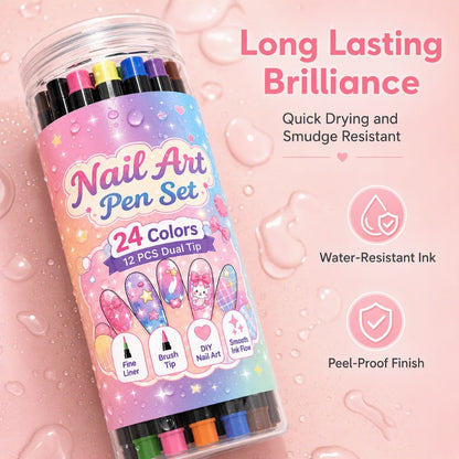 💕LAST DAY-50% OFF🌈24 Colors Dual Ended Nail Art Pens Set