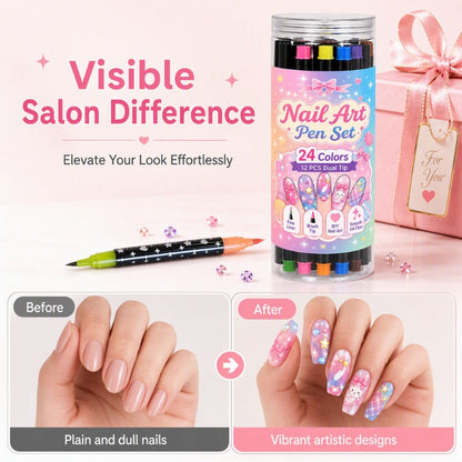 💕LAST DAY-50% OFF🌈24 Colors Dual Ended Nail Art Pens Set