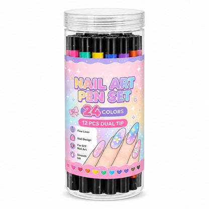 💕LAST DAY-50% OFF🌈24 Colors Dual Ended Nail Art Pens Set