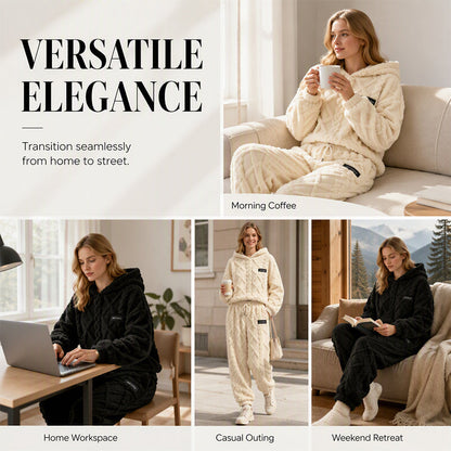 ⏳LAST DAY SALE ONLY ￡23.99!!🔥🍂 Embossed Geometric Plush Set – Cozy Soft Loungewear Set for Women