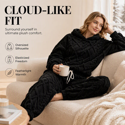⏳LAST DAY SALE ONLY ￡23.99!!🔥🍂 Embossed Geometric Plush Set – Cozy Soft Loungewear Set for Women